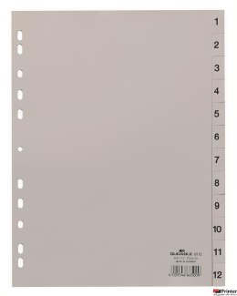 Przekładki PP A4 szare, nadr. indeks, 1-12, 1 0 części Szary 651210 DURABLE