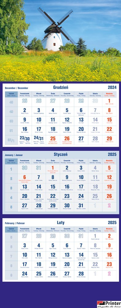 Kalendarz trójdzielny 2026 Wiatrak Michalczyk i Prokop T-105T-07