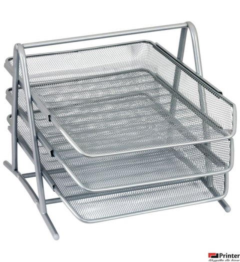 Półka na dokumenty DOTTS A4 (3) siatka srebrna 350x297x275mm