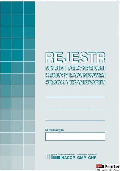 Rejsestr mycia i dezynfekcji komory ładunkowej środka transportu A5, 32 strony offset, 10-H91-3 DOTTS