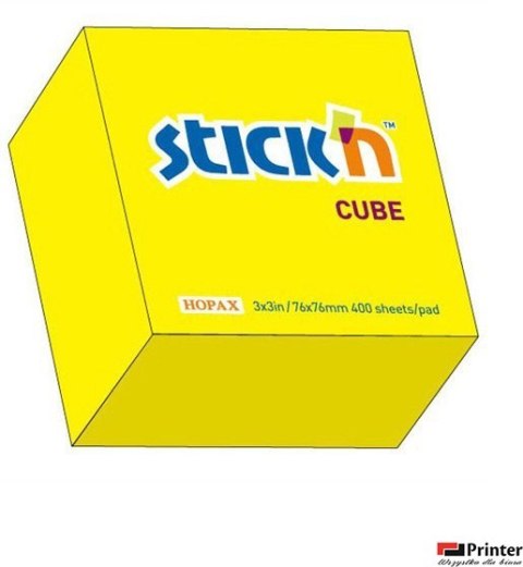 Bloczek STICKN 76x76mm 400k żółty neonowy 21010
