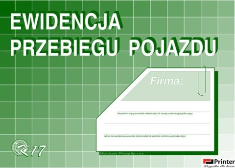 K17 Ewidencja przebiegu pojazdu (bez kosztów) A5 Michalczyk i Prokop