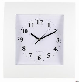 Zegar ścienny plastikowy 25,5x28,5cm, biały z białą tarczą, MPM E01.2499.00 SALE