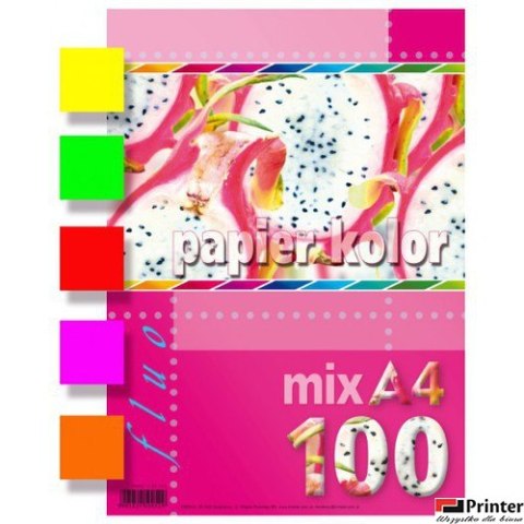 Papier xero A4 mix fluorescencyjny (100 arkuszy) KRESKA