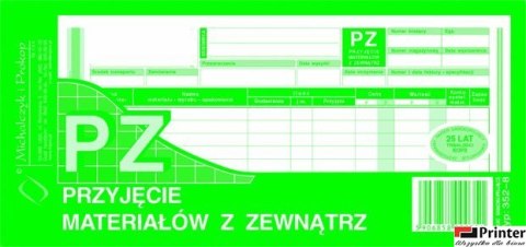 Przyjęcie materiałów z zewnątrz PZ, 1/3 A4 80 kartek, 10-352-8 DOTTS