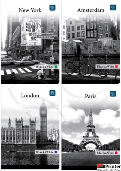 Brulion A5 96 kratka kol.215 BLACK&WHITE 8521 INTERDRUK