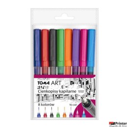 Cienkopisy kapilarne, końcówka 0,5mm, komplet 8 kolorów TO-347-8 Toma