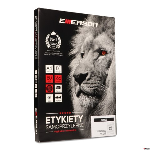 Etykiety A4 20x105mm (100) białe 013 EMERSON