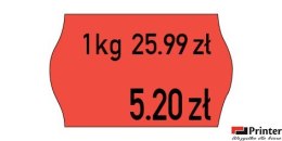 Etykiety cenowe w rolce do metkownicy dwurzędowej Meto, 26x16 mm, czerwone opakowanie 6 rolek M30014337