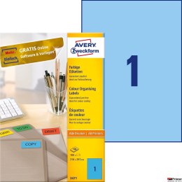 Etykiety niebieskie 3471 210 x 297 100 ark trwałe, Avery Zweckform
