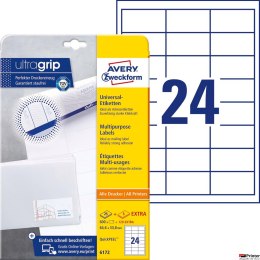 Etykiety uniwersalne 6172 64,6 x 33,8 30 ark. Trwałe, białe Avery Zweckform