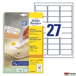 Etykiety uniwersalne L4737REV-25 63,5x29,6 30ark Usuwalne, Avery Zweckform