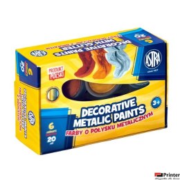 Farby dekoracyjne Astra o połysku metalicznym 6 kol x 20 ml STANDARD BOX