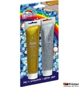 Klej brokatowy FIORELLO GR-BK75 B2, 2 szt./75ml/2 kolory, złoty srebrny 170-2263