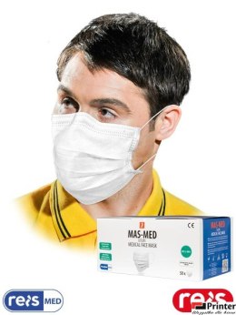 Maseczki medyczne 50szt biała TYP IIR REIS 8%VAT EN14683