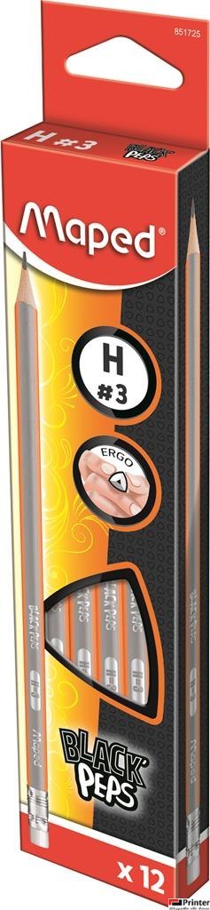 Ołówek drewniany z gumką Blackpeps H MAPED 851725