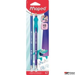 Ołówek z gumką Kidy Learn HB 2 szt + ergon. nakładka na ołówek blister Maped 853500