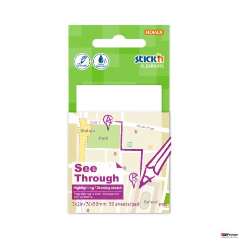 Przezroczysty notes samoprzylepny 51 x 76 mm, 50 karteczek (18) 21708