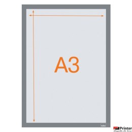 Samoprzylepna, magnetyczna ramka Nobo na plakat (2 szt.), A3, srebrna