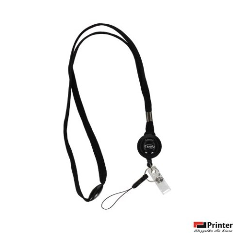 Taśma 601286 (10) czarna wypinajaca z mech ściagajacym klipsem i zawieszką