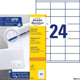 Trwałe etykiety uniwersalne 3422 70 x 35 100ark Avery Zweckform