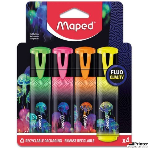Zakreślacz Deepsea Fluo 4 sztuki kartonowe etui Maped 740710