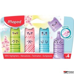 Zakreślacz Mini Kawaii Pastel mix 4 kol blister kartonowy Maped 743604
