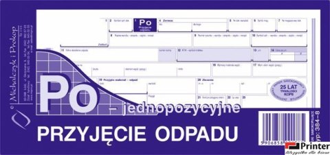 384-8 Przyjęcie odpadu jednopozycyjne Po