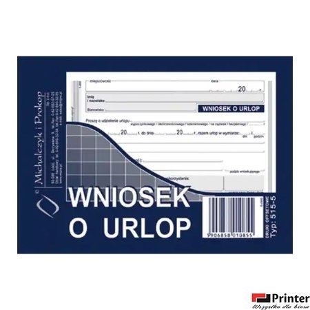 515-5 Wniosek o urlop, A6 40 kartek, MICHALCZYK&PROKOP