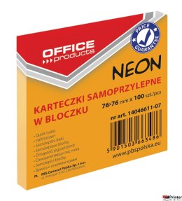 Bloczek samoprzylepny 76x76 100k NEON pomarańczowy 14046611-07