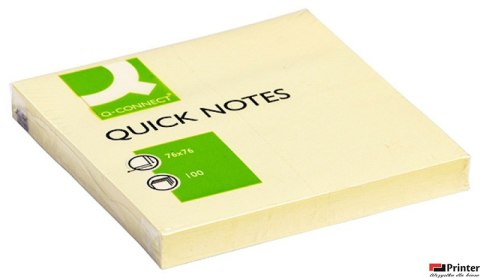 Bloczek samoprzylepny Q-CONNECT, 76x76mm, 1x100 kart., jasnożółty KF10502