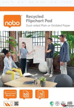 Blok Nobo Recycled do flipcharta w rolce, 58x81cm, 50 kartek 70g.(gładkie/w kratkę)