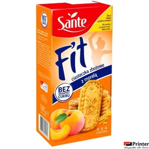 Ciasteczka zbożowe z morelą Fit bez cukru (6x4szt.) 300g SANTE