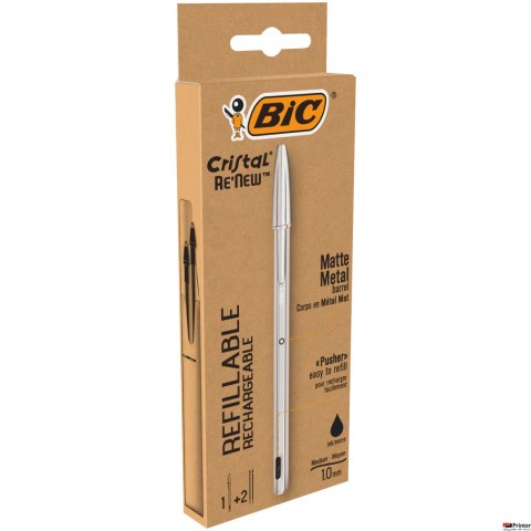 Długopis BIC Cristal Renew Metal czarny 1+2szt, 997201