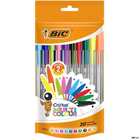 Długopisy BIC Cristal Multi Color mix Doypack 20szt, 942049