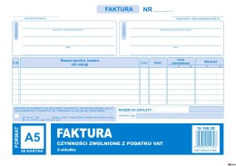 198-3E Faktura czynności zwolnione z podatku A5 (o+1k) MICHALCZYK&PROKOP
