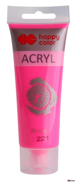 Farba akrylowa 75ml, różowy fluo, Happy Color HA 7370 0075-221