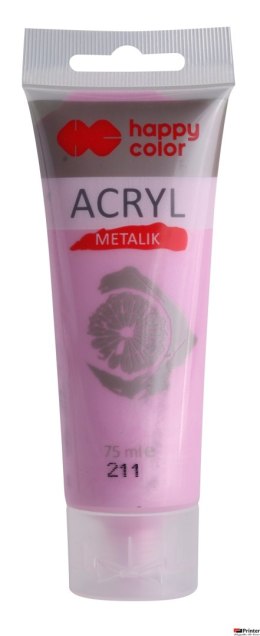 Farba akrylowa 75ml, różowy metalik, Happy Color HA 7370 0075-211