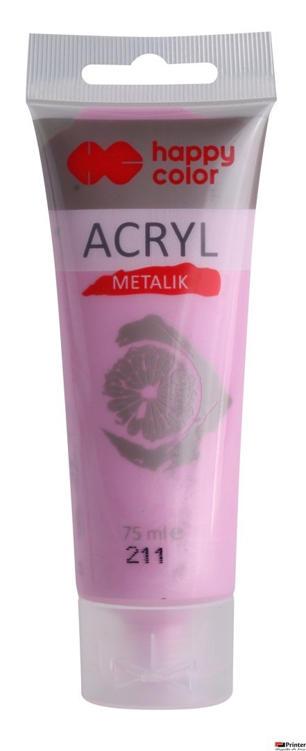 Farba akrylowa 75ml, różowy metalik, Happy Color HA 7370 0075-211