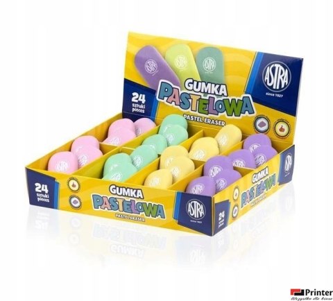 Gumka Astra pastelowa display 24 sztuki, 403120001