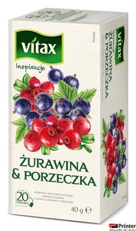 Herbata VITAX żurawina i porzeczka 20t owocowo-ziołowa