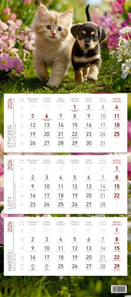 Kalendarz trójdzielny ekonomiczny KS045B PRZYJACIELE 2026 WOKÓŁ NAS