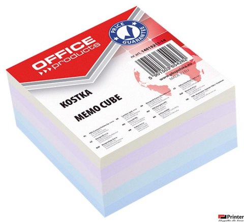 Kostka klejona, 85x85x40mm, mix kolorów, typu OFFICE PRODUCTS 14053311-99