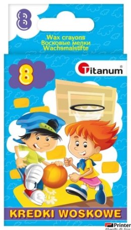 Kredki świecowe 8 kolorów wytrzymałe EN71 bezpieczne dla dzieci 2108D/62868 TITANUM