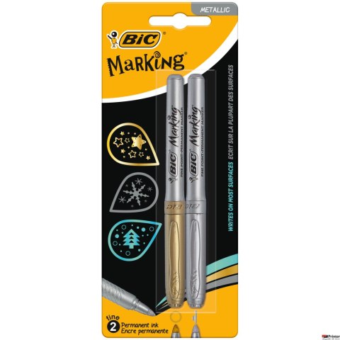 Marker metaliczny BIC Metallic Ink Złoty i Srebrny Blister 2szt, 900340
