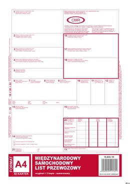 800-1N CMR A4 80kartek 1+3 numerowany międzynarodowy list przewozowy M&P
