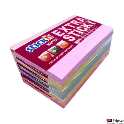 Notes samoprzylepny EXTRA STICKY 76x127mm 4 kol.pastel/90 kart.6szt. Stickin 21669