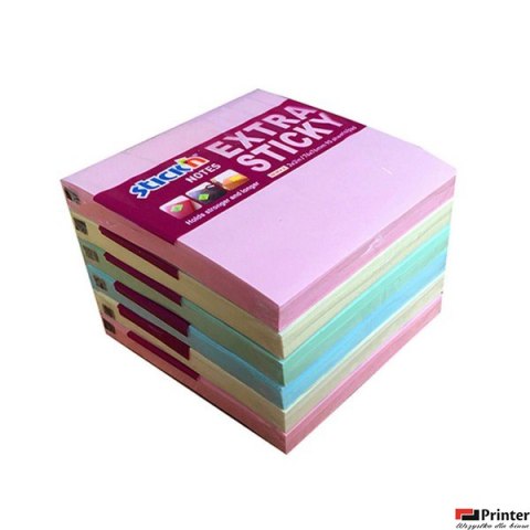 Notes samoprzylepny EXTRA STICKY 76x76mm 4 kol.pastel/90 kart.6szt. Stickin 21659