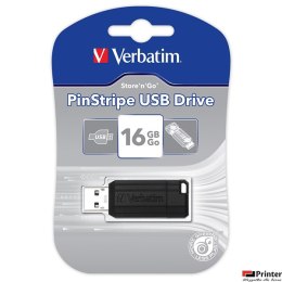 Pamięć Pendrive VERBATIM 16GB USB 2.0 czarny PINSTRIPE 49063