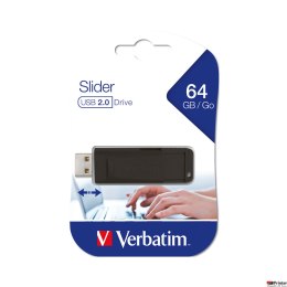 Pamięć Pendrive VERBATIM 64GB USB 2.0 SLIDER czarny PINSTRIPE 98698
